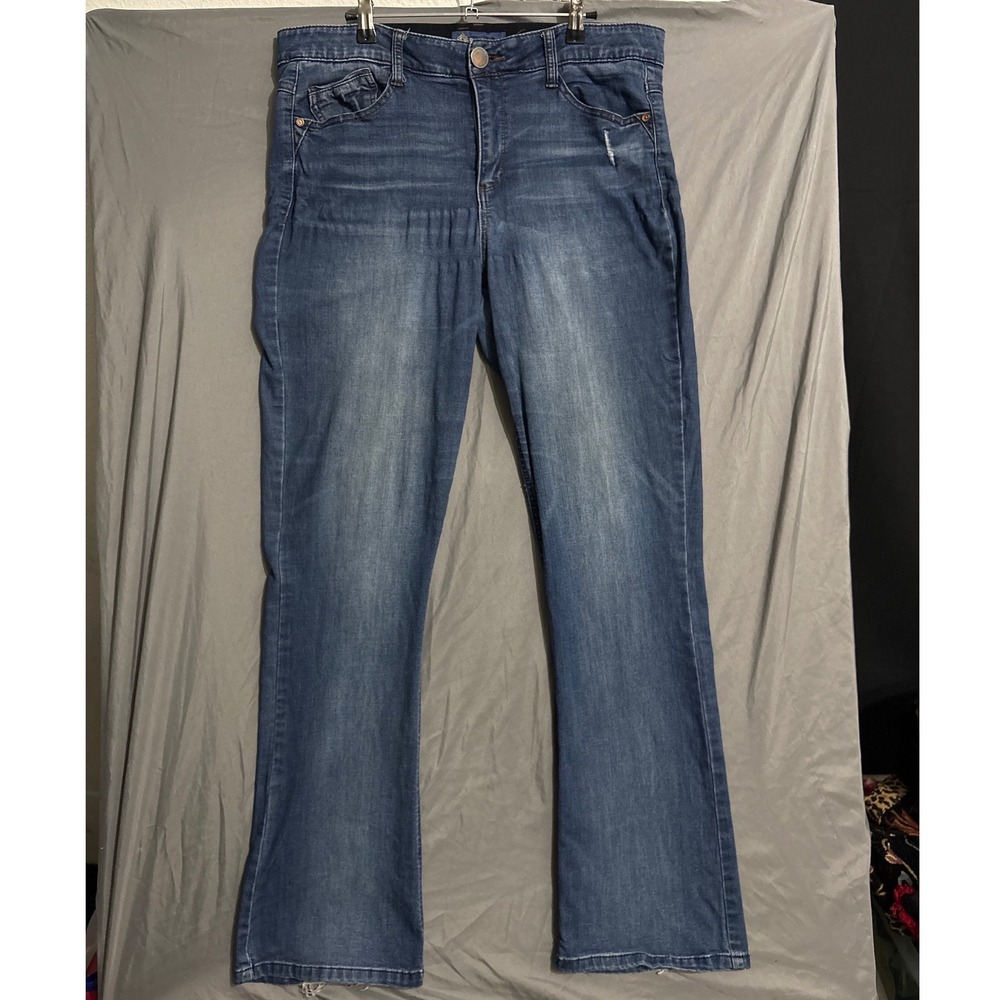 Democracy Ab solution Bootcut Jeans 14 Blue Y2K Boho Frayed Hem B12211RDH34